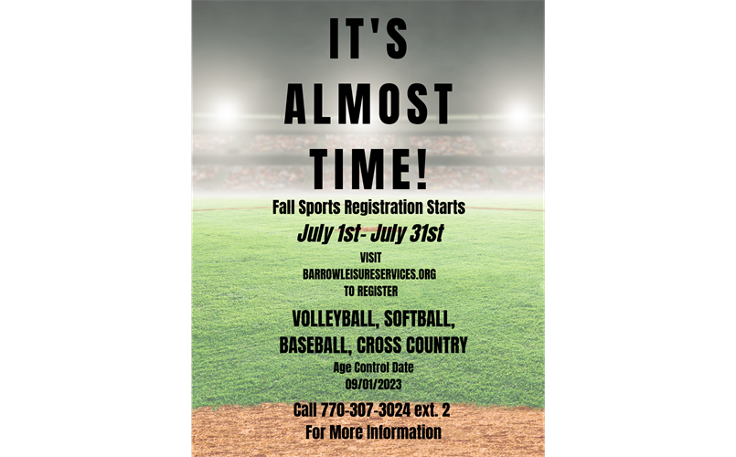 Fall registration coming up 