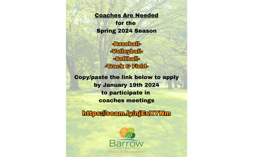 Coaches Needed Spring 2024