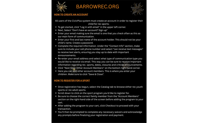 Do Not Register here, Go to barrowrec.org