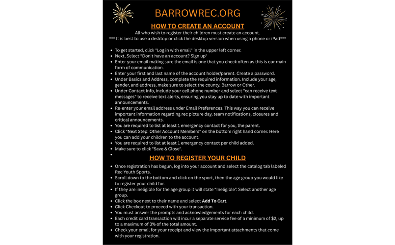 *** Do Not Register here! Go to barrowrec.org ***